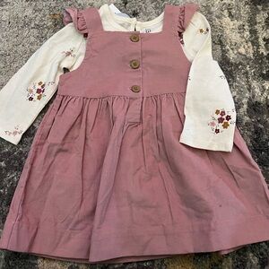 GAP Pink Pinafore Dress with Cream Floral Top